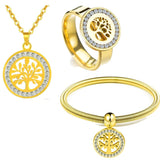Conjunto De Colar Pulseira Anel Com Pingente Árvore Da Vida