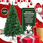 Árvore de natal Pinheiro tradicional luxo 1,80m 400 Galhos cheia Envio Imediato Superfacilita 