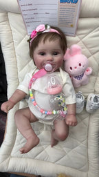 Bebê Reborn Boneca Silicone Pintado Menina Realista 48cm Original Olhos Castanhos Superfacilita 
