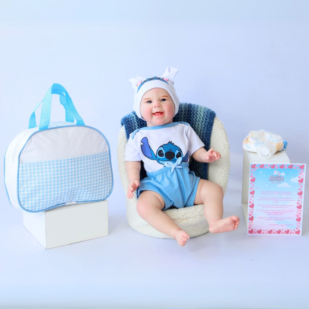 Bebê Reborn Menino Boneco Original Realista de Silicone Com Bolsa Maternidade Superfacilita 