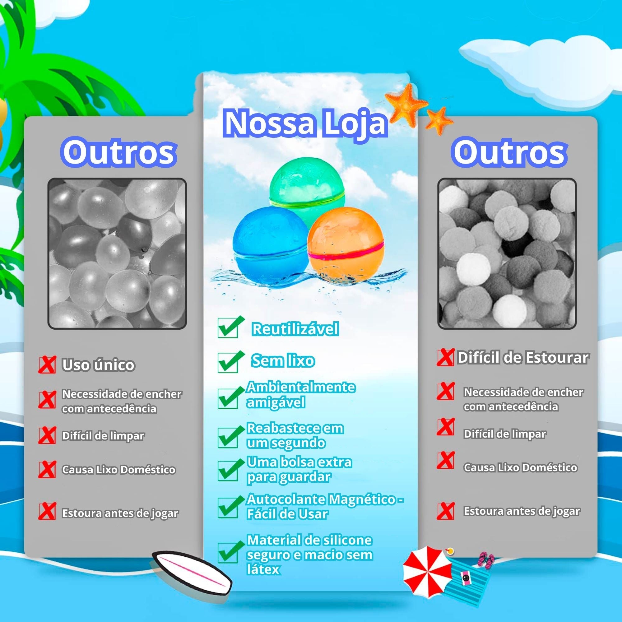 Bolas Reutilzáveis de Água BQD-72 Loja Pekenos 