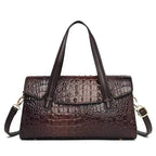 Bolsa Feminina de Couro Crocodile Fem - Bolsas - G1 - Bolsa F.C. Crocodile- M5 Superfacilita Marrom escuro 