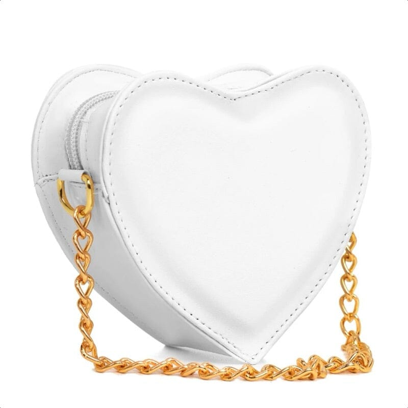 Bolsa Feminina Mini Bag Transversal Coração Metalizada – Estilo Blogueira Bolsa Feminina Mini Bag Transversal Coração Metalizada – Estilo Blogueira Superfacilita Branco Único 