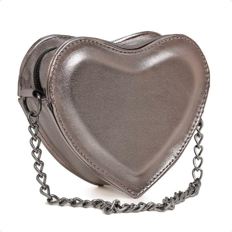 Bolsa Feminina Mini Bag Transversal Coração Metalizada – Estilo Blogueira Bolsa Feminina Mini Bag Transversal Coração Metalizada – Estilo Blogueira Superfacilita Grafite Único 