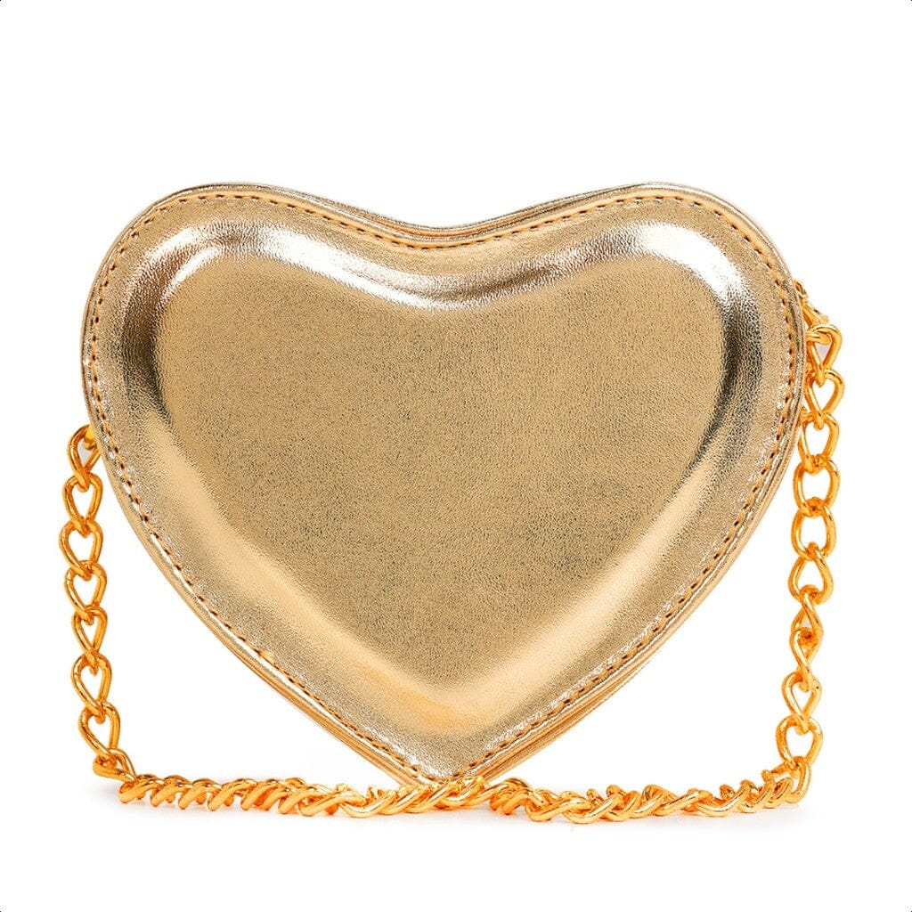 Bolsa Feminina Mini Bag Transversal Coração Metalizada – Estilo Blogueira Bolsa Feminina Mini Bag Transversal Coração Metalizada – Estilo Blogueira Superfacilita Ouro Único 
