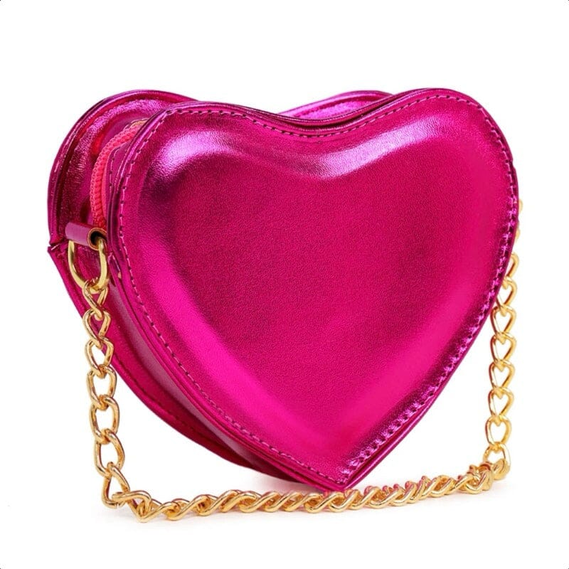 Bolsa Feminina Mini Bag Transversal Coração Metalizada – Estilo Blogueira Bolsa Feminina Mini Bag Transversal Coração Metalizada – Estilo Blogueira Superfacilita Pink Único 