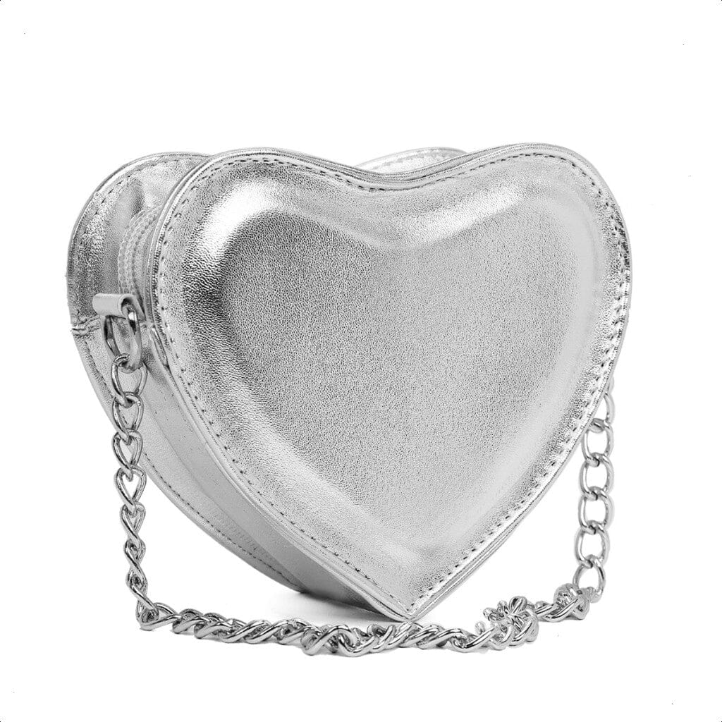 Bolsa Feminina Mini Bag Transversal Coração Metalizada – Estilo Blogueira Bolsa Feminina Mini Bag Transversal Coração Metalizada – Estilo Blogueira Superfacilita Prata Único 