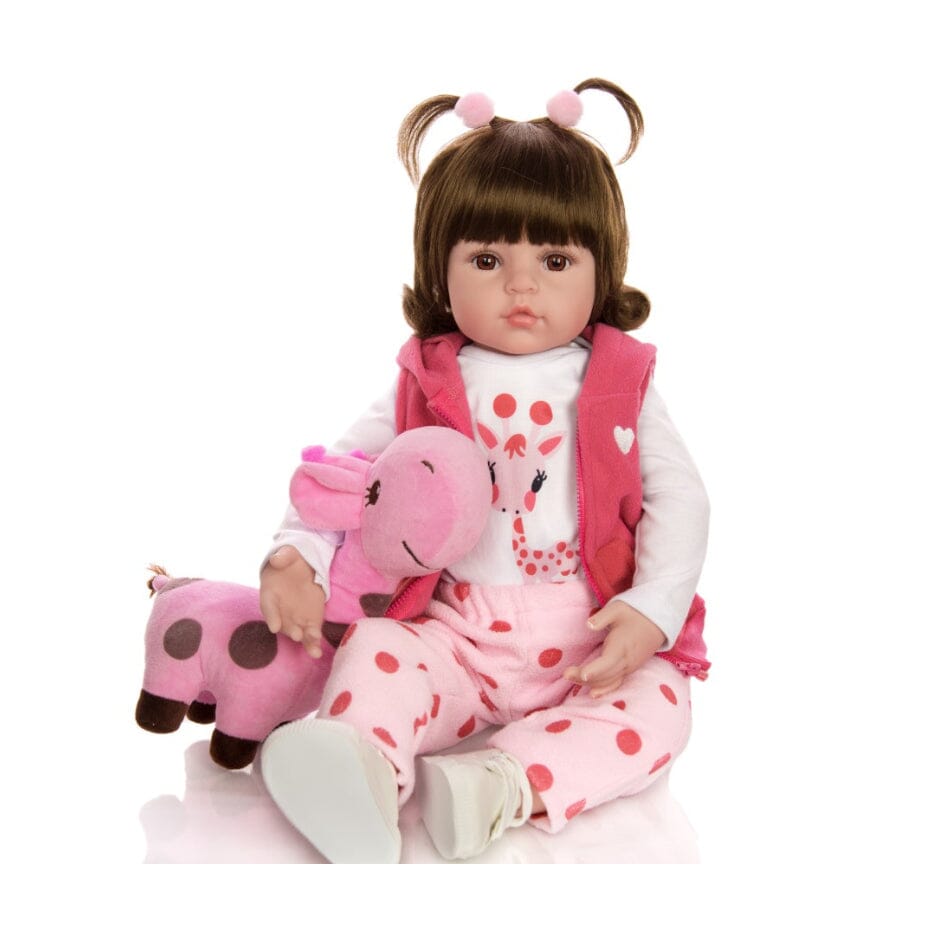 Boneca Bebê Reborn Girafinha Luxo Nova Realista de Silicone Pode Dar Banho Envio Imediato Superfacilita 