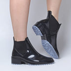 Bota Galocha Feminina Conforto Com Palmilha SH-09 - Bota Galocha Feminina Conforto Com Palmilha Superfacilita PRETO C/ AZUL BB 33/34 