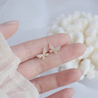 Brincos de Pressão Feminino Borboleta Corrente de Pérolas Piercing Fake SH - 498 - Brincos de Pressão Feminino Borboleta Corrente de Pérolas Piercing Fake Superfacilita 