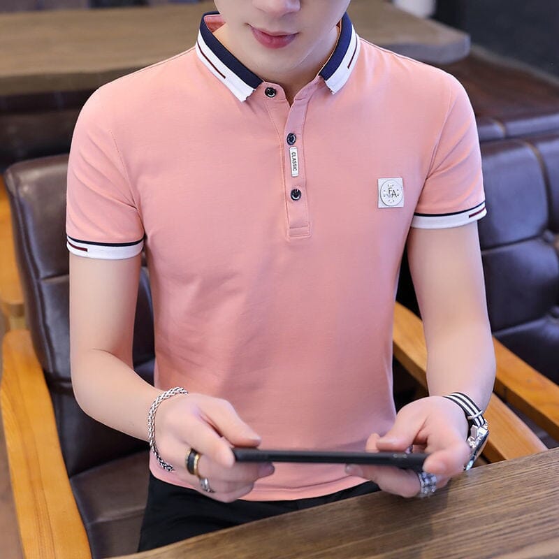 Camisa Polo Masculina Casual Camisa Polo Masculina Casual Superfacilita P Rosa 