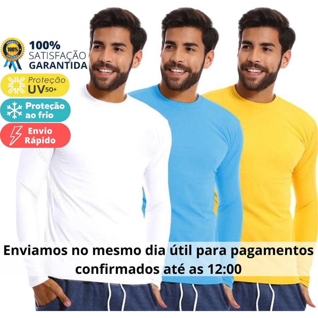 Camisa Proteção Solar Uv+50 Camiseta Segunda Pele Térmica Promoção Premium Várias Cores Superfacilita 