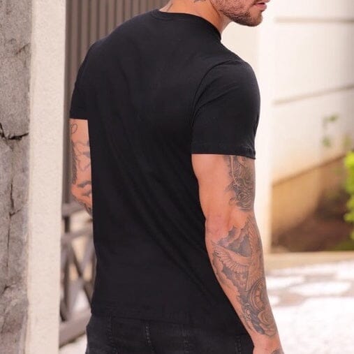 Camiseta Masculina Preta Lisa Básica 100% Algodão Premium Superfacilita 