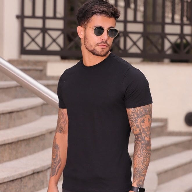 Camiseta Masculina Preta Lisa Básica 100% Algodão Premium Superfacilita 