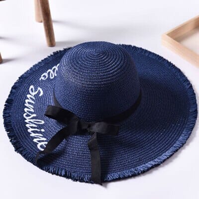 Chapéu de Palha Hello Sunshiny MP - Chapéu de Palha Hello Sunshiny Superfacilita Marinho 56-58cm 