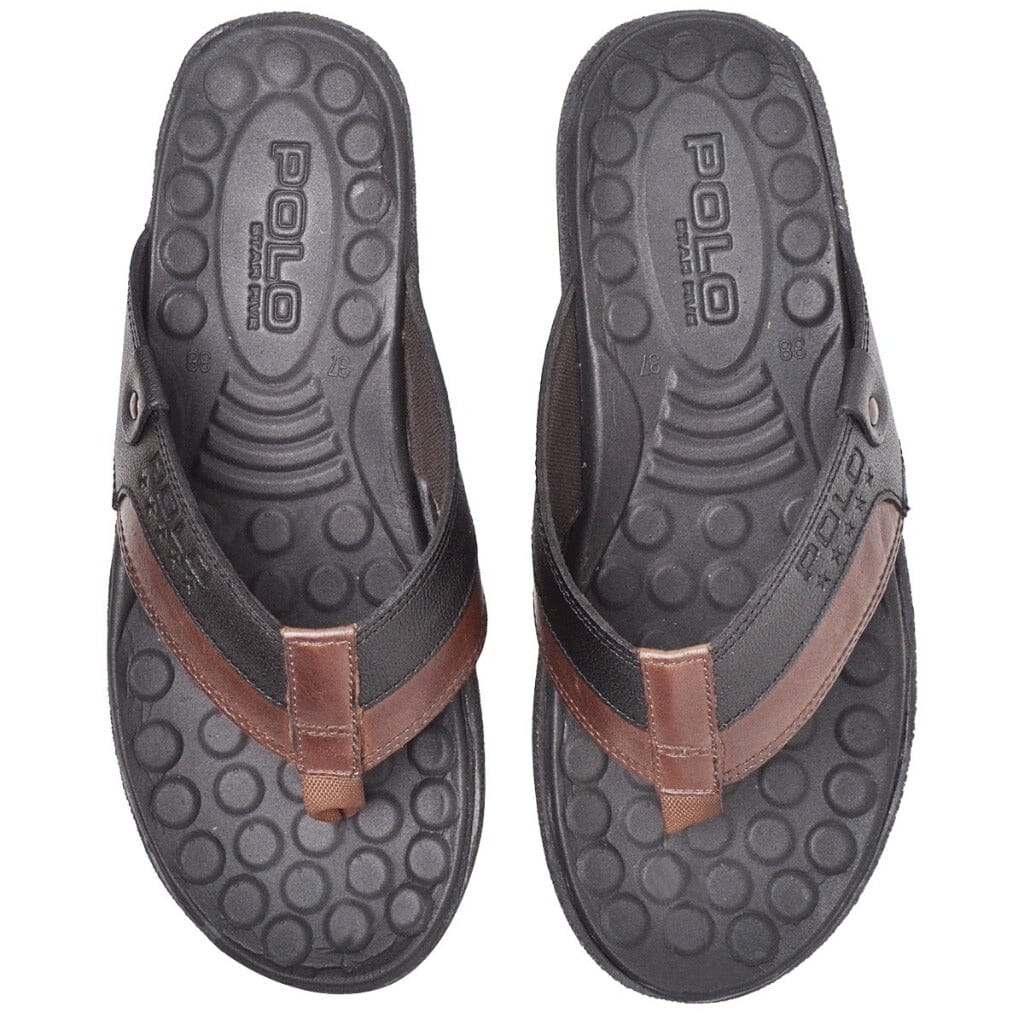 Chinelo Masculino Em Couro Legítimo Sandália Ortopédica Antistress Polo Star Five Superfacilita 