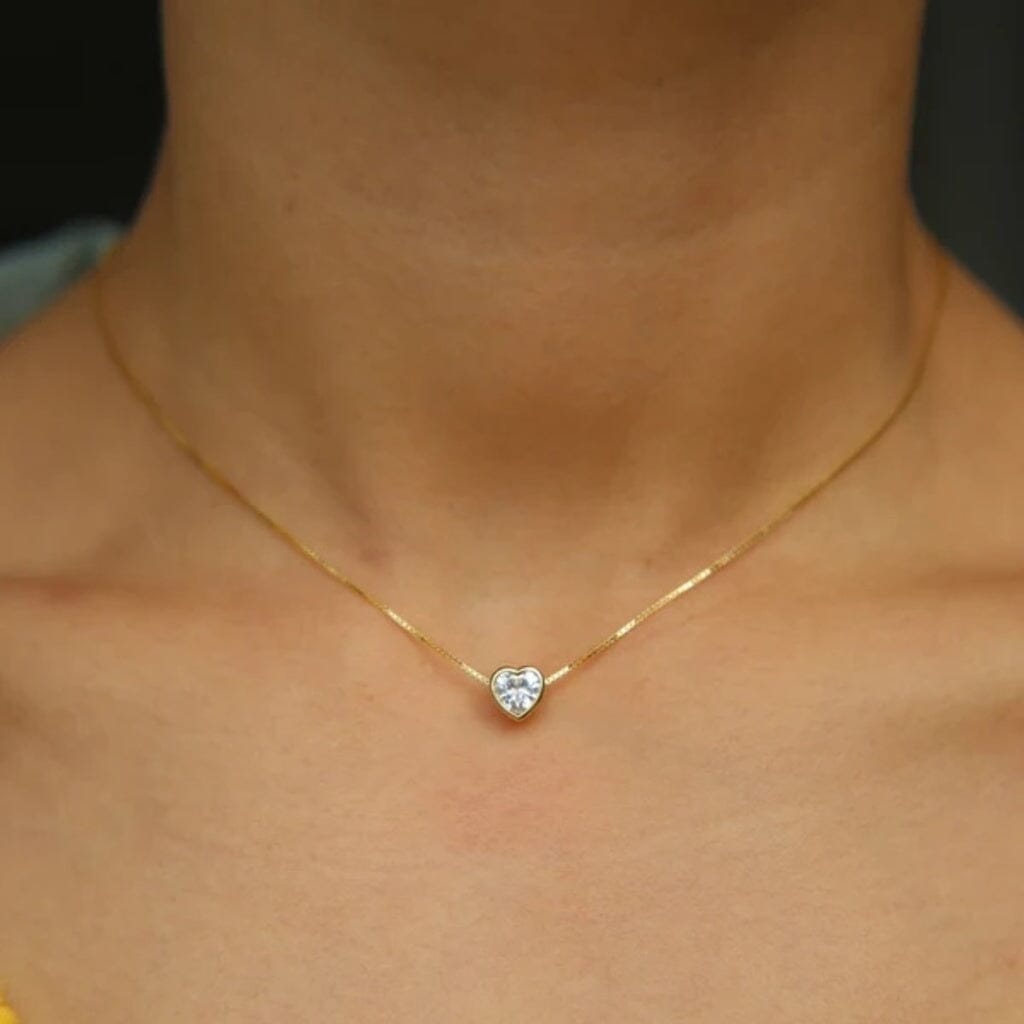 Colar Feminino Choker Coração Ponto De Luz Folheado a Ouro 18k SH - 505 - Colar Feminino Choker Coração Ponto De Luz Folheado a Ouro 18k Superfacilita 