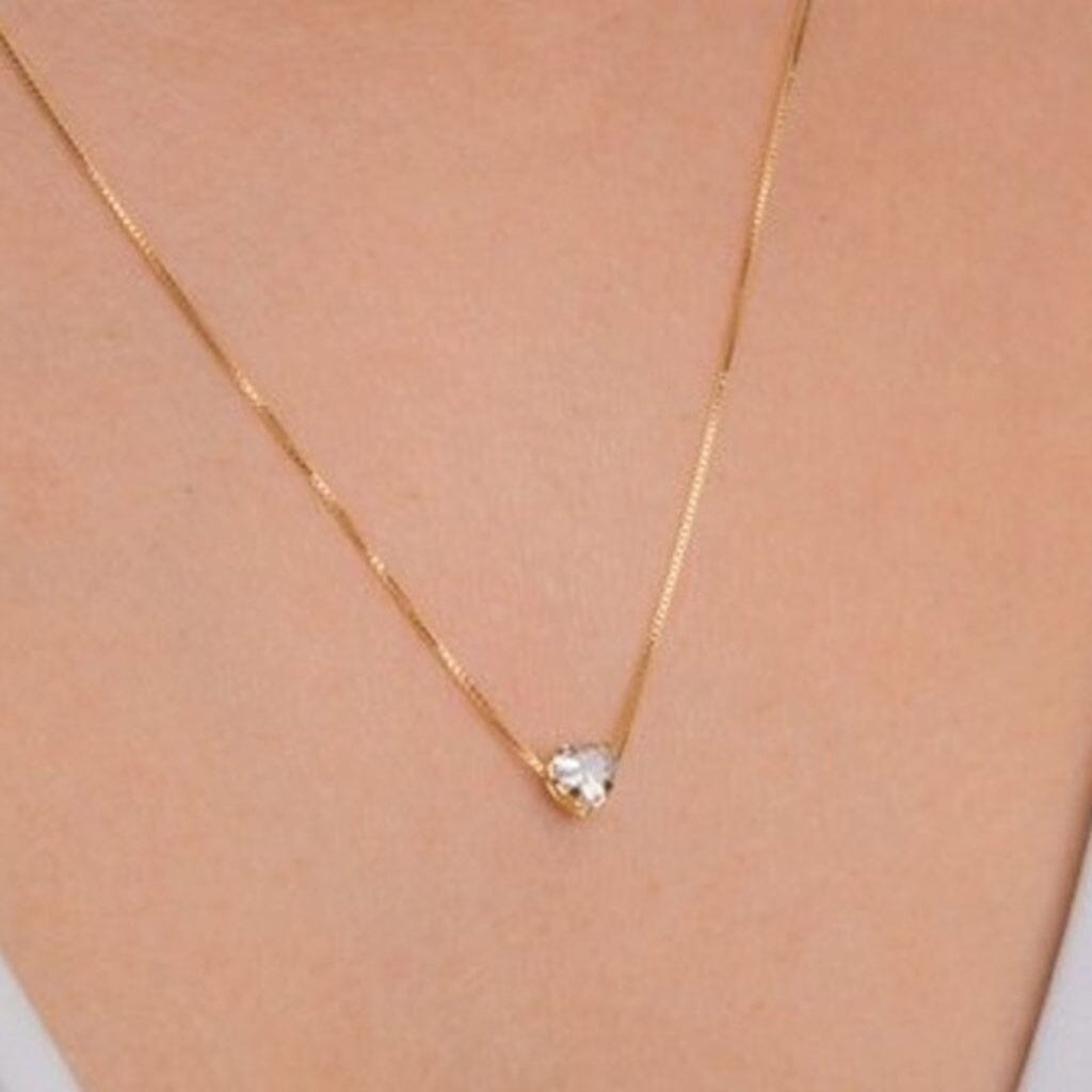 Colar Feminino Choker Coração Ponto De Luz Folheado a Ouro 18k SH - 505 - Colar Feminino Choker Coração Ponto De Luz Folheado a Ouro 18k Superfacilita 