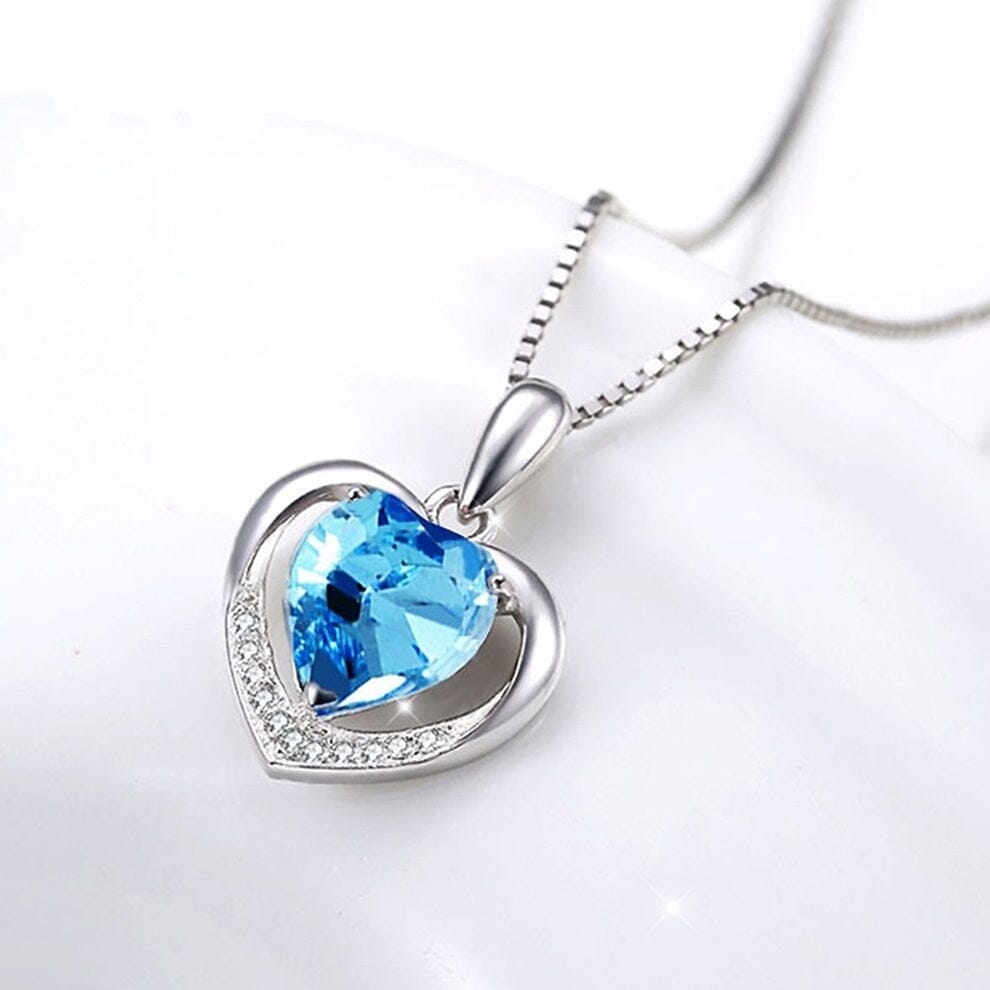 Colar Feminino com Pingente de Coração de Luxo em Prata 925 - Elegância e Sofisticação Fem - Aces - G1 - Colar Feminino com Pingente de Coração de Luxo Superfacilita Azul 