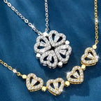 Colar Feminino Com Zircônias 2 Em 1 Formato Trevo e Corações SH - 506 - Colar Feminino Com Zircônias 2 Em 1 Formato Trevo e Corações Superfacilita 