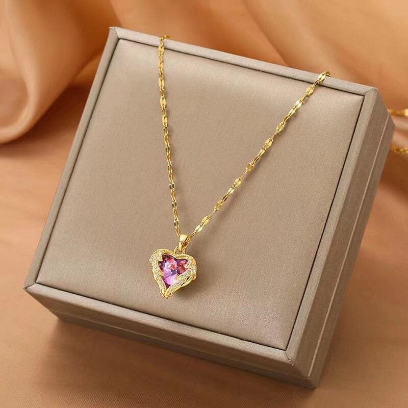 Colar Feminino Coração com Assas de Cristal Dez 23 Fem - Aces - Colar Feminino Coração com Assas de Cristal Superfacilita 