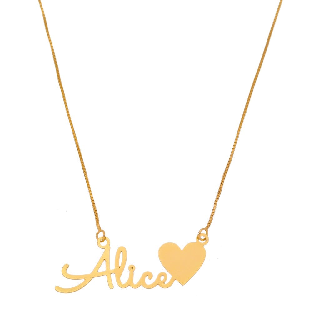 Colar Personalizado com Nome e Coração Banhado a Ouro 18K SH - Colar Personalizado com Nome e Coração Banhado a Ouro 18K Superfacilita 1 Nome 