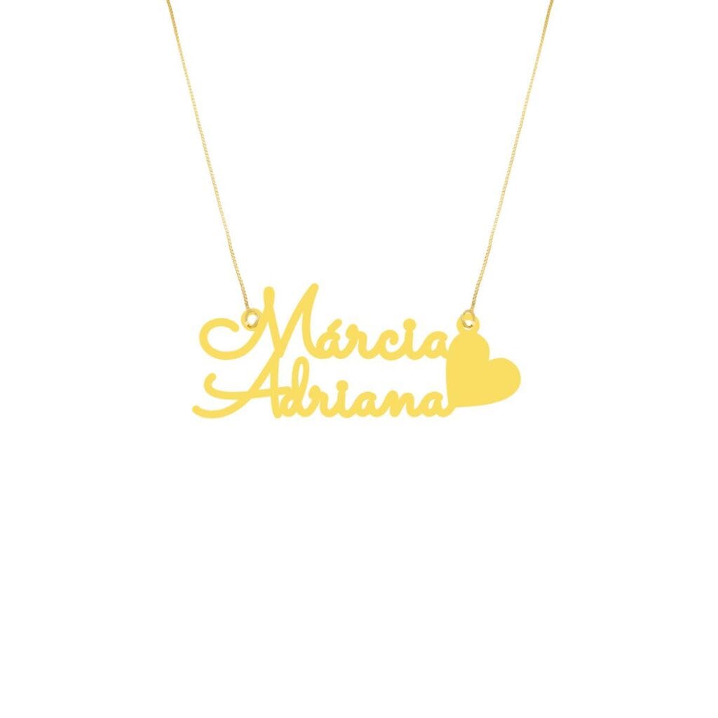 Colar Personalizado com Nome e Coração Banhado a Ouro 18K SH - Colar Personalizado com Nome e Coração Banhado a Ouro 18K Superfacilita 2 nome 