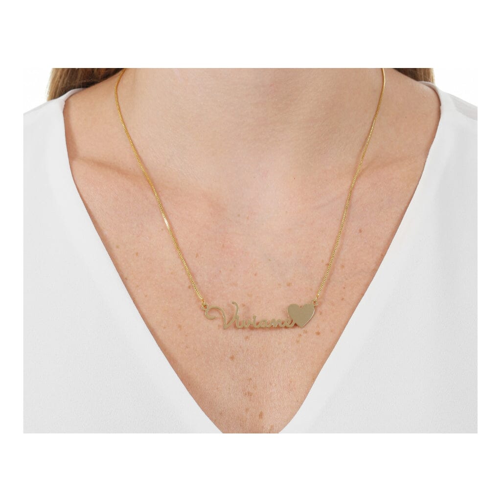 Colar Personalizado com Nome e Coração Banhado a Ouro 18K SH - Colar Personalizado com Nome e Coração Banhado a Ouro 18K Superfacilita 