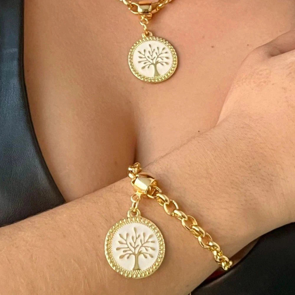 Conjunto Árvore da Vida Banhado a Ouro - Colar e Pulseira (Edição Especial Dia das Mães e Namorados) Conjunto Árvore da Vida Banhado - Colar e Pulseira (Edição Especial) Superfacilita 