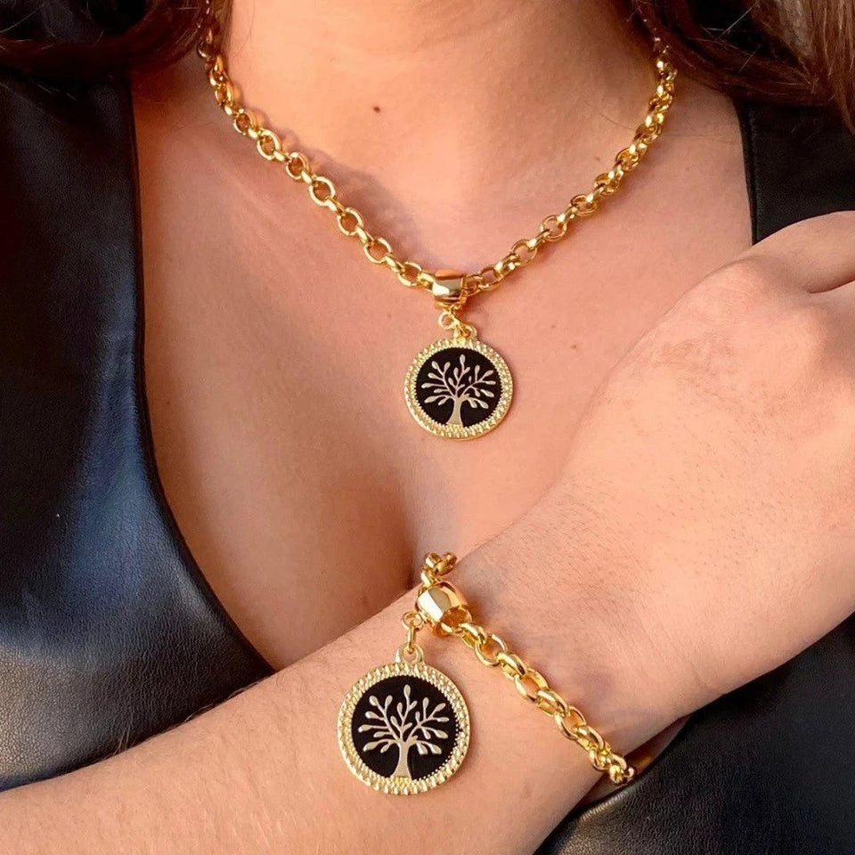 Conjunto Árvore da Vida Banhado a Ouro - Colar e Pulseira (Edição Especial Dia das Mães e Namorados) Conjunto Árvore da Vida Banhado - Colar e Pulseira (Edição Especial) Superfacilita 