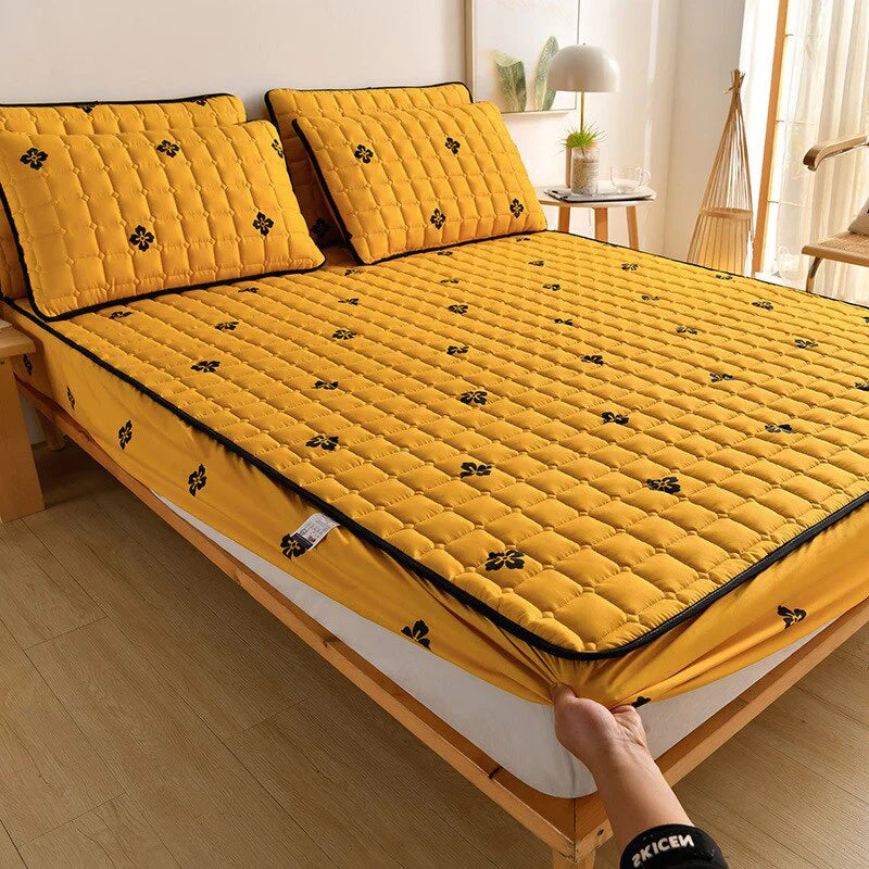 Conjunto Sleep Luxury - Jogo de Lençol + Fronhas Brinde 1027 Superfacilita Amarelo Solteiro (120x200x30)cm 