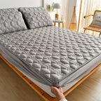Conjunto Sleep Luxury - Jogo de Lençol + Fronhas Brinde 1027 Superfacilita Cinza Solteiro (120x200x30)cm 