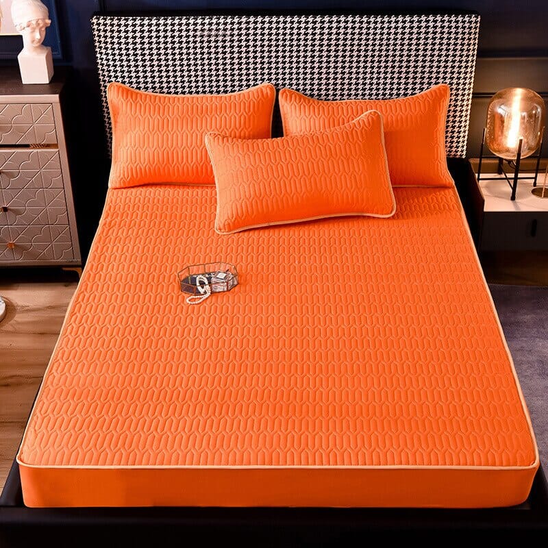 Conjunto Sleep Luxury - Jogo de Lençol + Fronhas Brinde 1027 Superfacilita Laranja Solteiro (120x200x30)cm 