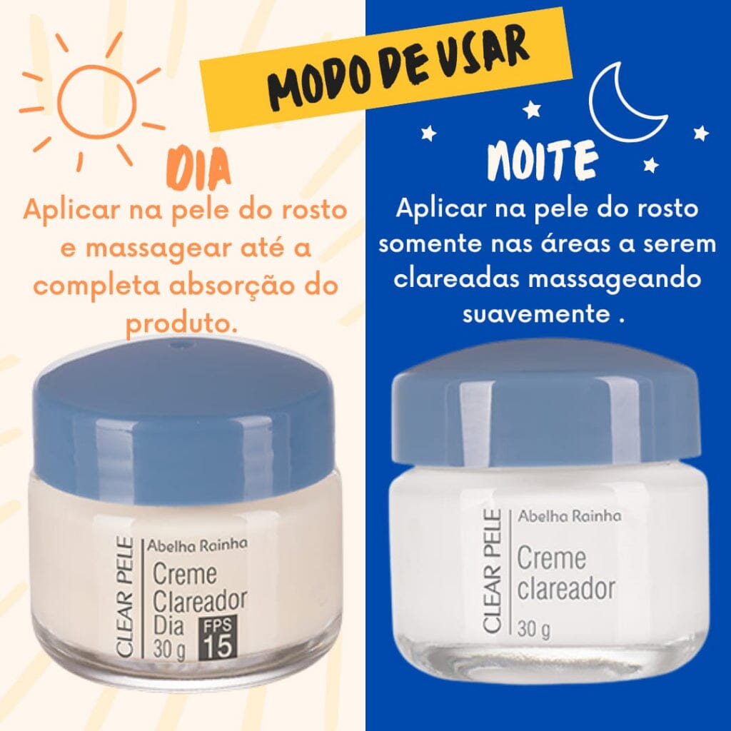 Creme Clareador Facial Dia | Creme Facial Noturno | Peeling de Cristal Clear Max SH - 511 - Creme Clareador Facial Dia + Creme Facial Noturno + Peeling de Cristal Clear Max Superfacilita 