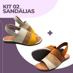 Kit 02 Rasteirinha Louise Elástico SH-02 - Kit 02 Rasteirinha Louise Elástico Superfacilita Caramelo e Cru(Bege) 34 