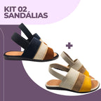 Kit 02 Rasteirinha Louise Elástico SH-02 - Kit 02 Rasteirinha Louise Elástico Superfacilita Preto e Cru(Bege) 34 