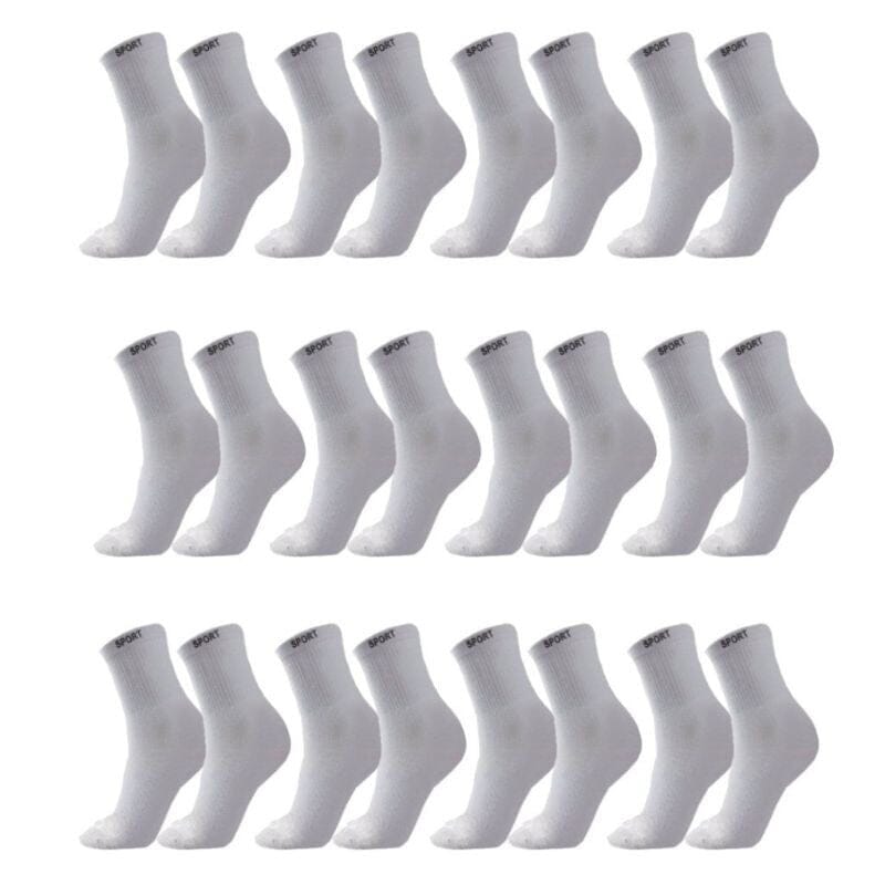 Kit 12 Pares de Meias Algodão Grosso Cano Longo SH - 500 - Kit 12 Pares de Meias Algodão Grosso Cano Longo Superfacilita Branco 12 Pares 