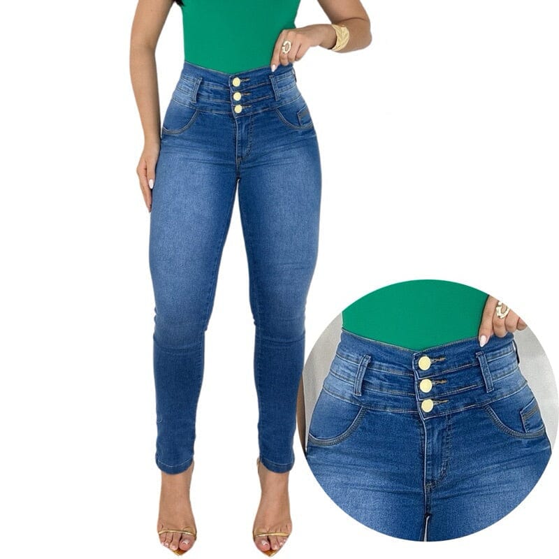 Kit 2 Calças Modeladoras Gaby Jeans Cintura Alta e Stretch Kit 2 Calças Modeladoras Gaby Jeans Cintura Alta e Stretch Superfacilita 