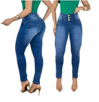 Kit 2 Calças Modeladoras Gaby Jeans Cintura Alta e Stretch Kit 2 Calças Modeladoras Gaby Jeans Cintura Alta e Stretch Superfacilita Claro + Claro 36 