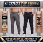 Kit 2 Calças Sarja Bege Masculina Clássico Basico Atemporal Que Combina Com Tudo Superfacilita 