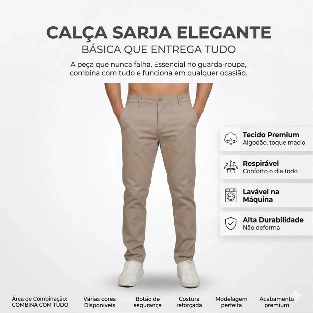 Kit 2 Calças Sarja Bege Masculina Clássico Basico Atemporal Que Combina Com Tudo Superfacilita 