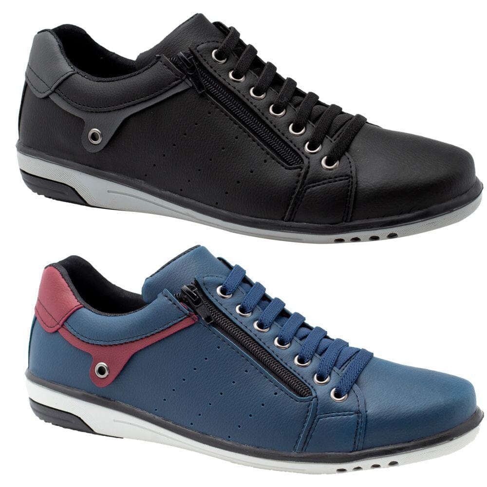 Kit 2 Pares de Sapatênis Casual com Zíper e Cadarço - Confort Plus Kit 2 Pares de Sapatênis Casual com Zíper e Cadarço - Confort Plus Superfacilita Preto/Azul 37 