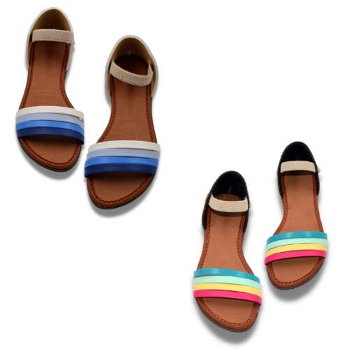 Kit 2 Rasteirinha Arco-Íris Angel Sandália Feminina SH-04 - kit 2 Rasteirinha Arco-Íris Angel Sandália Feminina Superfacilita Azul e Colorido 34 