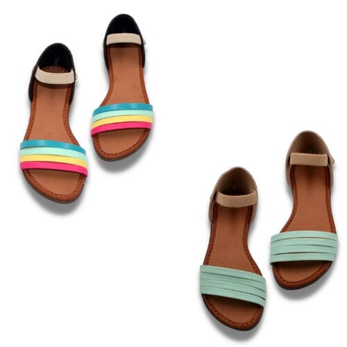Kit 2 Rasteirinha Arco-Íris Angel Sandália Feminina SH-04 - kit 2 Rasteirinha Arco-Íris Angel Sandália Feminina Superfacilita Colorido e Verde 34 