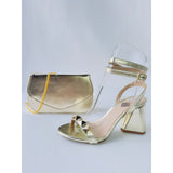 Kit Bolsa e Sandália Dourada Feminina para Festa | Estilo Blogueira Elegante