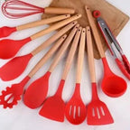 Kit de Utensílios de Cozinha Silicone Master 12 Peças Kit de Utensílios de Cozinha de Silicone com 12 Peças Superfacilita Vermelho 