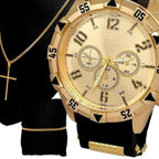 Kit Relógio Masculino + Pulseira Dourada e Prateada + Colar Cruz - Estilo e Elegância Kit Relógio Masculino + Pulseira Dourada e Prateada + Colar Cruz - Estilo e Elegância Superfacilita 