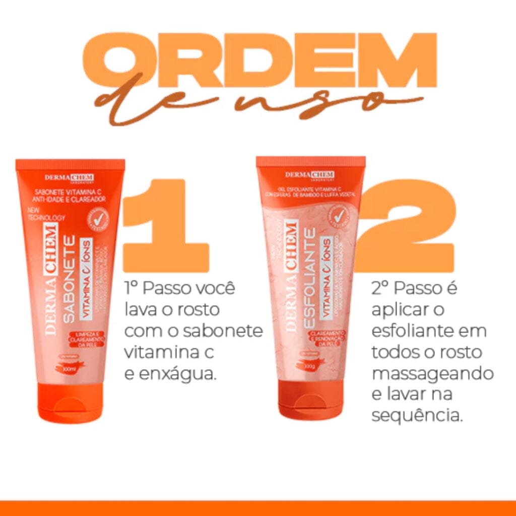 Kit Skincare Clareador e Anti-idade com Vitamina C - DermaVitC Kit Skincare Clareador e Anti-idade com Vitamina C - DermaVitC Superfacilita 