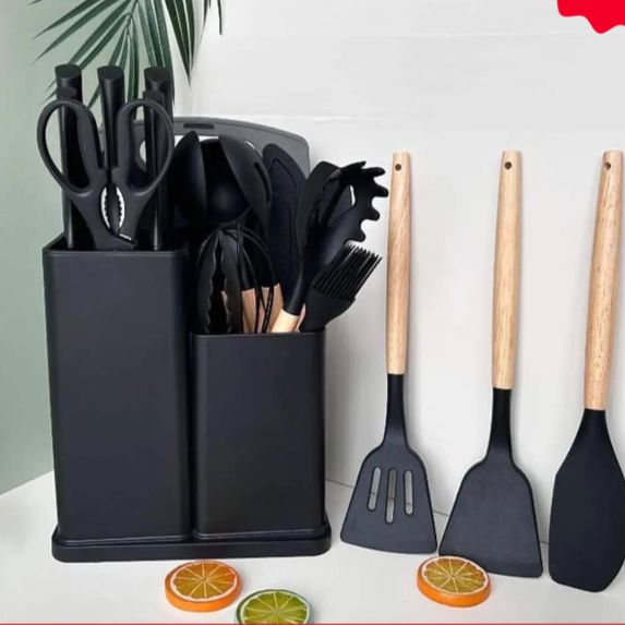 Kit Utensílios de Cozinha de Silicone Premium 19 Peças kit-19-pecas-de-silicone Superfacilita 