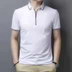 New Men's Casual and Fashionable Solid Color Short Sleeved Polo Shirt Superfacilita M WHITE China Mainland